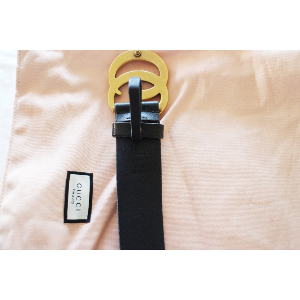 Authentic Black Leather Double GG Gucci Marmont Belt Women's