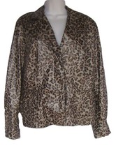 Chi By Falchi Size L Brown Leopard Print Faux Leather Jacket Nwt