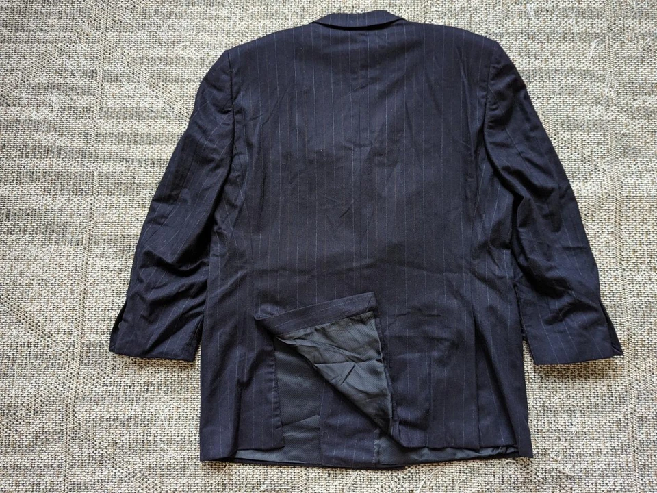 ERMENEGILDO ZEGNA flannel 2PC double breasted 44L 36x34 blue striped SUIT wool - Image 3 of 4