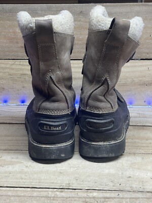 LL Bean Mens Black Nylon Lace Up Fleece Lined Insulated Mid  display picture 2