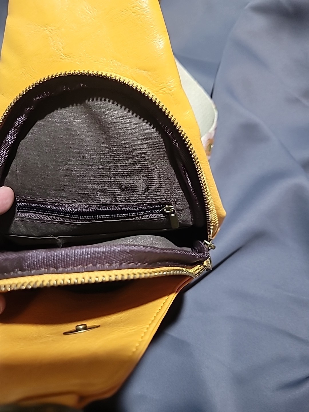 Yellow Sling Bag with Adjustable Patterned Strap … - image 5