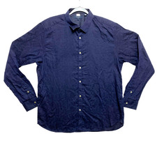 Ted Baker London Shirt Mens 6 Navy Blue Long Sleeve Floral Button Up Slim Fit