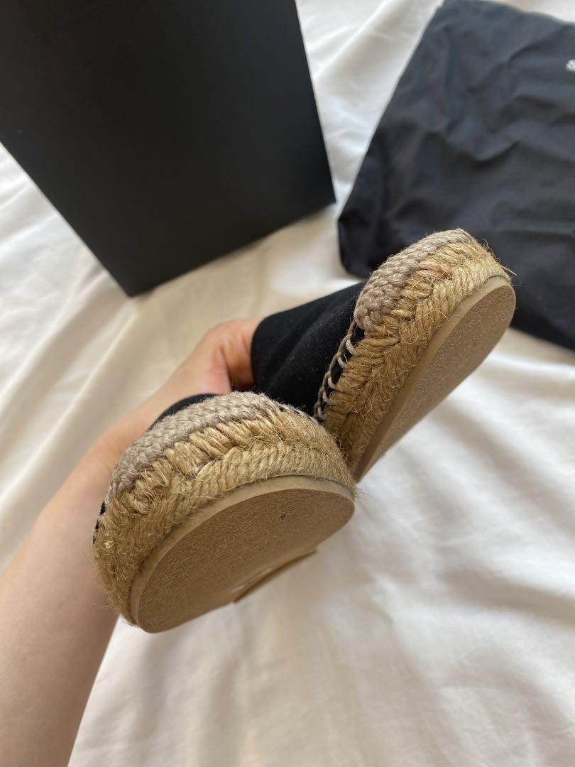 Autentiche espadrillas slip on Saint Laurent con logo ricamato taglia 36 donna