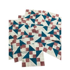 16 Quilt Pieces Stars Ladders Blue Pink 12x12 Country Farmhouse Cottagecore