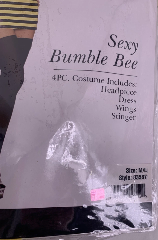 LEG AVENUE Sexy Bumble Bee Dress Wings Headpiece Women's M/L Halloween - Image 3 of 4