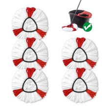 Mop Head Replacement, 5 Pack 1-TANK (5pcs), White-red