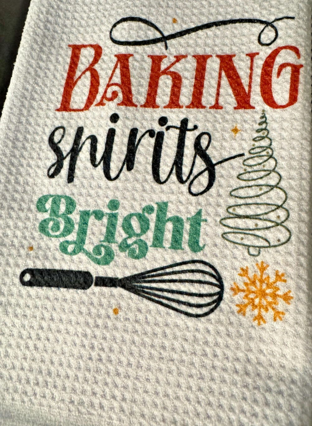 Festive Christmas Baking Waffle Weave Dish Tea Towel 15x25 Microfiber