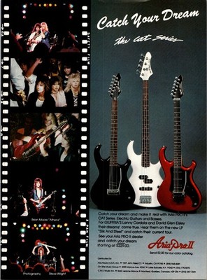 1986 Aria Pro 2 Guitar ''The Cat Series'' print ad   80s Brian Moore Athenz BA.34
