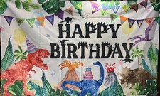 Dinosaur HAPPY BIRTHDAY Banner 72.8" W x 43.3" H - Polyester Fabric