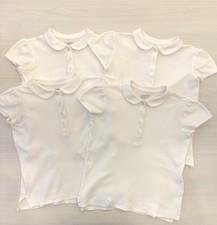 Lands End Large 6X/7 White Peter Pan Collar Ruffle Polo School Uniform Shirt LOT