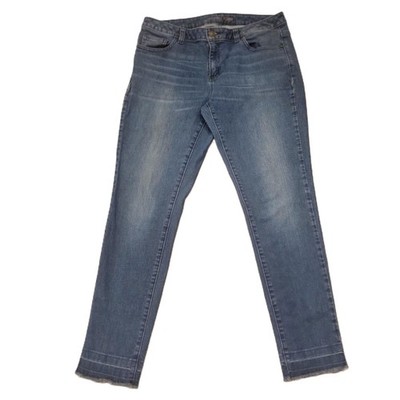 Michael Kors Izzy Skinny Jeans Womens 8 Dark Wash Raw Hem Stretch Denim