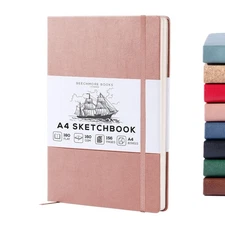 A4 Sketchbook – 8.5x11 Premium Vegan Leather Bound Large Sketch Book Hardcove...