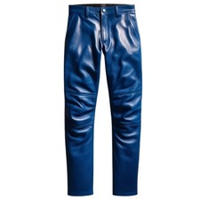 Men's Blue Leather Pant 100 Genuine Soft Lambskin Slim Fit Causal Pant