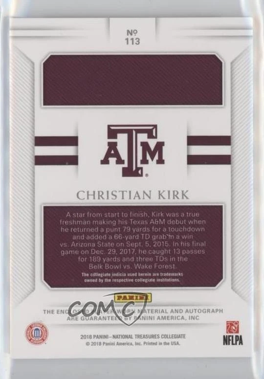 2018 National Treasures Collegiate Silhouettes /99 Christian Kirk Rookie Auto RC - Image 2 of 2