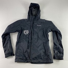 Columbia Jacket Womens Medium Waterproof Hooded Omni-Tech Rain Coat Monogram