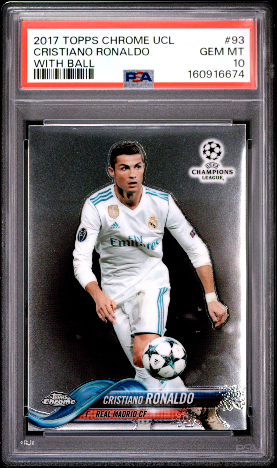 2017-18 Topps Chrome UEFA Cristiano Ronaldo #93 Champion League With Ball PSA 10