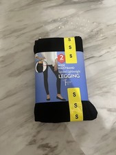 Felina Women's 2 Pack Wide Waistband Sueded Lightweight Legging Black SMALL