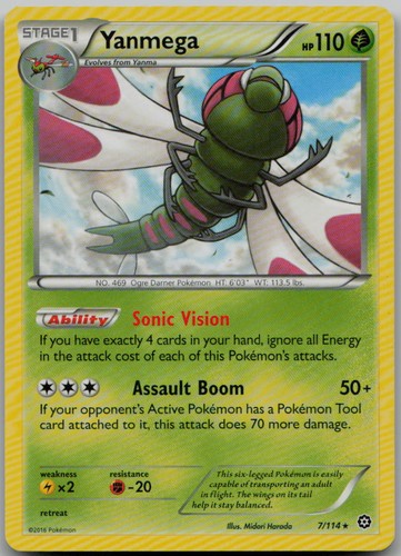 Yanmega 7/114 Rare XY - Steam Siege LP Pokemon