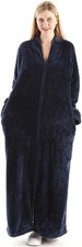 Oksun Womens Plus Size Fleece Dressing Gown Soft Bathrobe 14-20, No Hood-Navy 