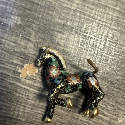 Vintage Enamel Cloisonne Carousel Horse Pendant Figurine Ornament 1.75''Lx1''Wx2''H
