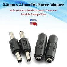 5.5mm x 2.1mm DC Male or Female Coupler Adapter Barrel Power Connector Plug Lot