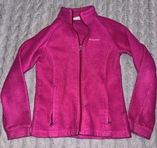 Columbia Girls Youth Size L 14/16 Pink Full Zip Fleece Jacket with Pockets