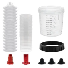 15 Pack Disposable Paint Spray Gun Cup Liners and Lid System 20oz Kit US STOCK