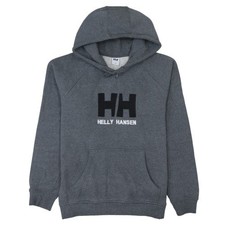 Helly Hansen Men's Grey Pullover Hoodie M Fleece Logo Outdoor