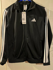 Adidas Women’s Dayready Tricot 3-Stripes Full-Zip Track Jacket Pockets S