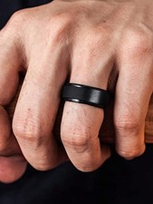Black Matte Spinning Brushed Unisex Ring Size 5 6 7 8 9 10 11 12 13 14