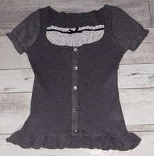 Ribbed Gray Short Sleeve Shirt size M medium - NEW E