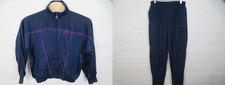 Vintage 90s Adidas Track Suit Womens Md Blue Nylon Swish Full Zip Windbreaker