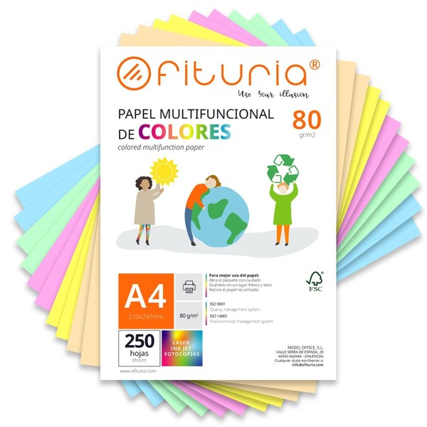 Buntes Papier A4 80G 250 Blatt – Farbiges Bastelpapier, Druckerpapier-image