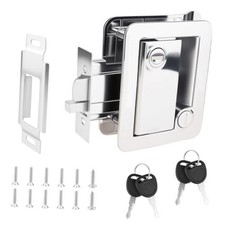 Chrome RV Door Lock with 4 Keys Zinc Alloy Camper Lock Replacement,