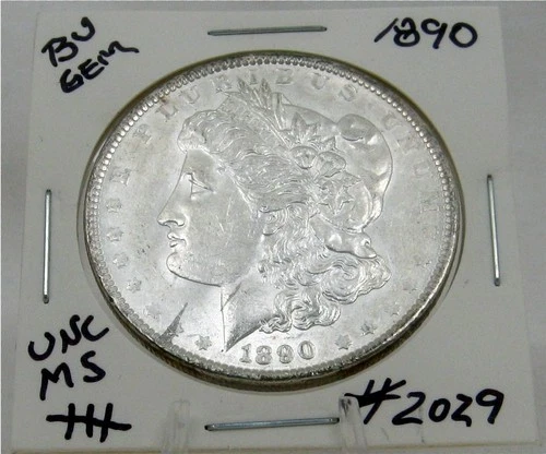 1890 MORGAN SILVER DOLLAR FROM ORIGINAL BANK BAG GEM BU US MINT #2029