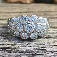Round Cut Simulated Diamond Fancy Engagement Band Ring In 14k White Gold Plated