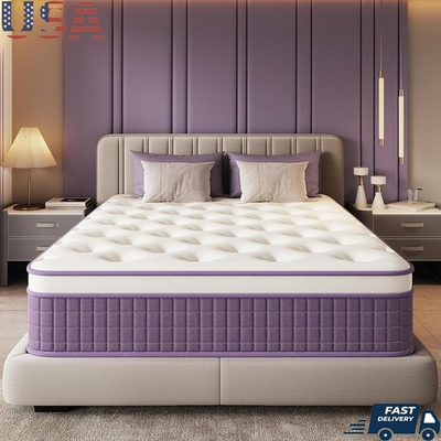 #ad OEKO TEX Certified Queen Mattress Hybrid Foam Pocket Coils Pressure Relief New $275.48