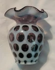 Fenton Amethyst 6 1/4" Coin Spot Ruffled Vase Excellent Condition