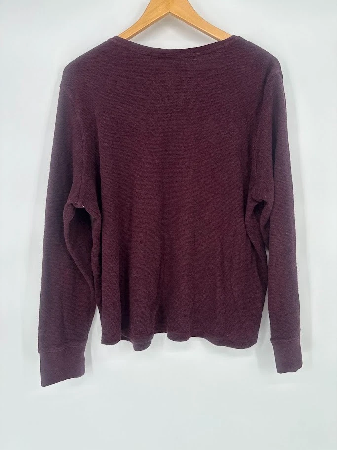 L.L. Bean Women's Thermal Knit Henley Shirt Outdoor Basic Layering 2X Burgundy - Image 3 of 4
