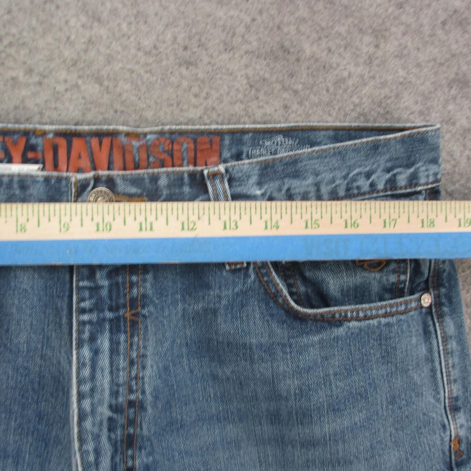 Pantalones de mezclilla Harley Davidson para hombre 36x32 azul pierna recta ropa de motor genuina Foto 3 de 4