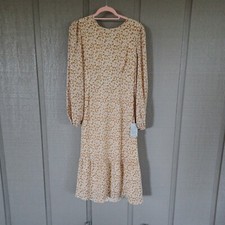 Lush Floral Midi Dress Size M Tie Back Long Sleeve Boho