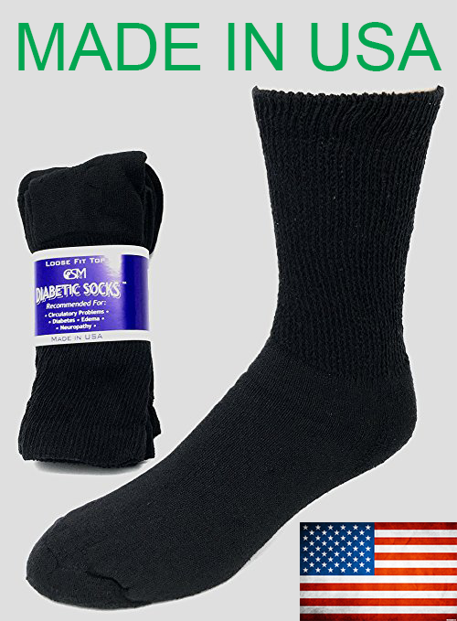 BEST QUALITY 18 pair of mens black Diabetic crew socks 1315 KING SZ