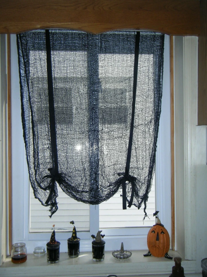 2,4 METROS TELA ESPELUZNANTE HALLOWEEN Material Mesa Puerta Ventana Decoración Colgar Foto 2 de 4