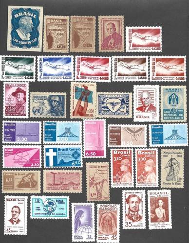 Brazil Stamps 1942 1966 Nice Collection of 60 Stamps - All Airmail Stamps - MLH - Picture 2 of 2