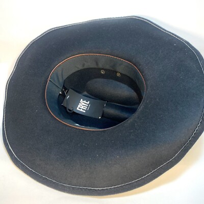 FRYE Mens Felt Leather Trim Western Cowboy Hat Black One  display picture 1