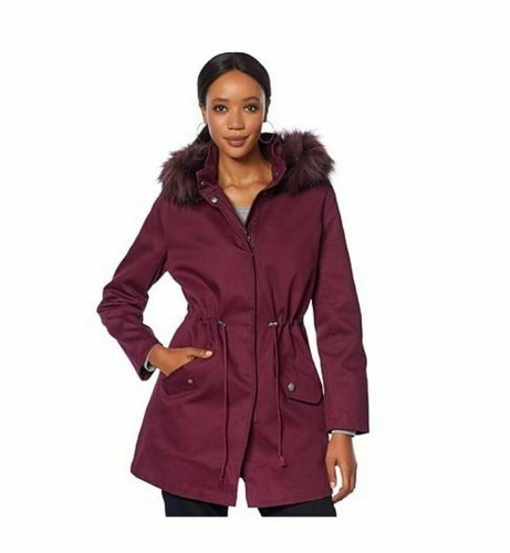 Motto Lined Fur Coat Removable Faux Fur 