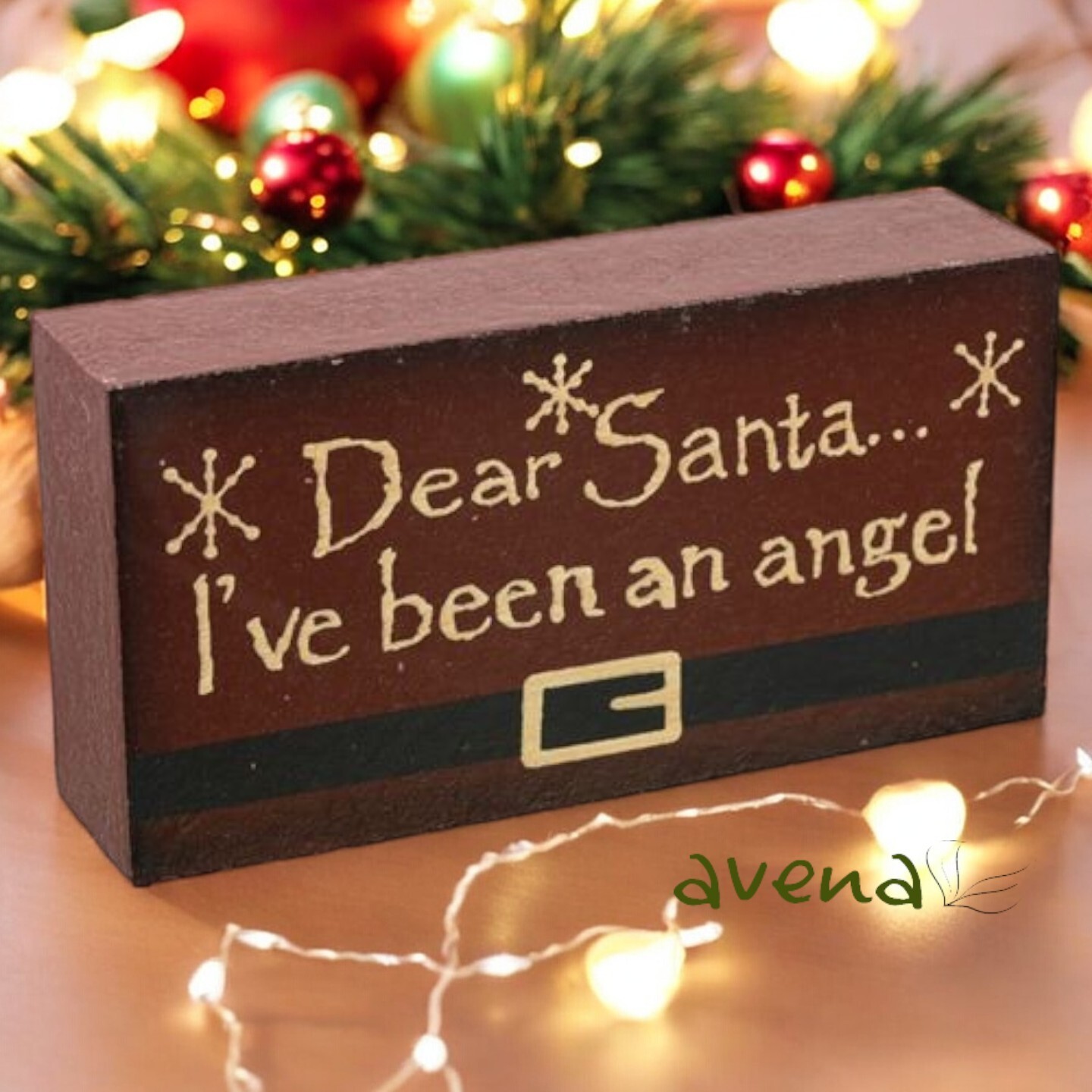 Festive Christmas Word Block Dear Santa I've Been An Angel Christmas Decoration