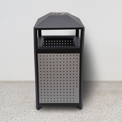 38Gal Outdoor Trash Can Large Site Lot Garbage Waste Container +Build-in Ashtray