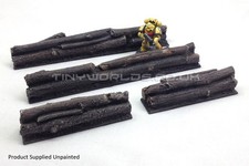 Log Wall Barricades Set 28mm - 4 Pieces - Wargames Scenery Miniature Bolt Action