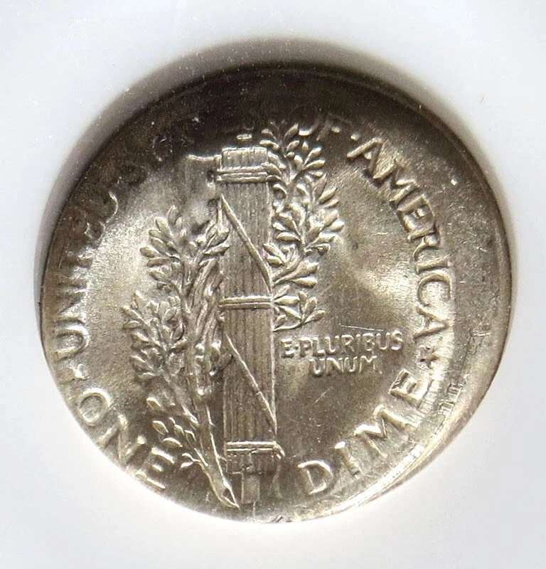 1919 MERCURY SILVER DIME ERROR BROADSTRUCK COIN NGC MINT STATE 63 FULL BANDS - Image 3 of 3